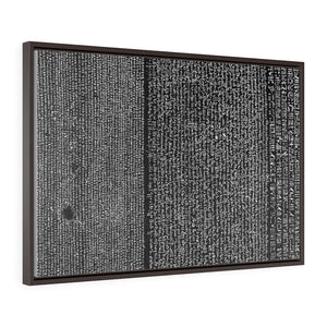 Horizontal Framed Premium Gallery Wrap Canvas - Closeup of the Rosetta Stone in 1799 made on 196 BC - Egypt - Ancient religions