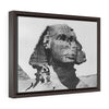 Horizontal Framed Premium Gallery Wrap Canvas - The Great Sphinx of Giza old expedition in B&W - Egypt - Ancient religions