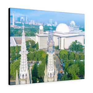 Printed in USA - Canvas Gallery Wraps - The Istiqlal Mosque built in front of major Christian Cathedral as a symbol of Harmony - Indonesia - Sunni - Islam