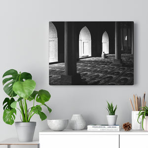 Printed in USA - Canvas Gallery Wraps - Faithful in Prayer in Mosque - B&W - Islam