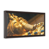 Horizontal Framed Premium Gallery Wrap Canvas -  Original gold mask of the pharaoh in museum in Cairo - Egypt - Ancient religions