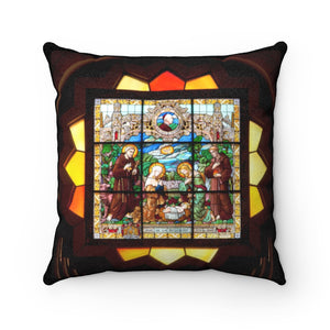 Faux Suede Square Pillow - Palestine, stained glass in Church of the Nativity in Bethlehem