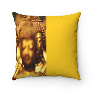 Faux Suede Square Pillow - Buddha altar in a Lanna silver temple, Chiang Mai, Thailand