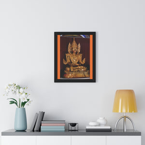 Buddhism - Framed Vertical Poster - TKAM Monastery CA USA - Main Buddha of Pagoda - Blessed by Taungpulu Sayadaw of Burma - Print in USA