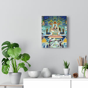 Printed in USA - Canvas Gallery Wraps - Painting on Temple wall on a Buddhist Thai temple, Thailand - Buddhism