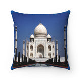 Faux Suede Square Pillow -  The awesome Taj Mahal - A moslem mausoleum - Agra, India
