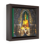 Square Framed Premium Canvas - Buddha altar in Lanna temple Thailand - Buddhism