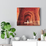 Printed in USA - Canvas Gallery Wraps - Inside of the Taj Mahal mosque - red stone with exquisite carvings -  India - Islam
