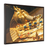 Horizontal Framed Premium Gallery Wrap Canvas -  Original Gold Mask of the Pharaoh - Egypt - Ancient religions