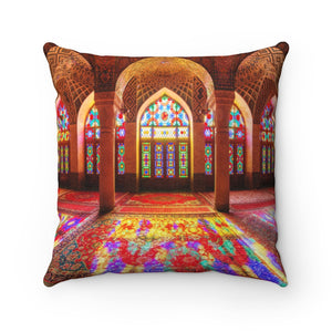 Faux Suede Square Pillow - Nasir Al-Mulk Mosque in Shiraz, Iran - Islam