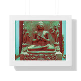Buddhism - Framed Horizontal Poster - Preaching Buddha - An archaeological dig made of sandstone 5th century C.E. Sarnath, Uttar Pradesh, India - Print in USA