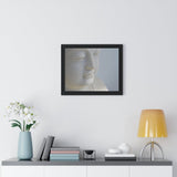 Buddhism - Framed Horizontal Poster - White Buddha Statue depicting peace  - Print in USA Printify