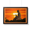 Buddhism -Framed Horizontal Poster -  Buddha statue during an amazing sunset Printify