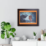 Buddhism -Framed Horizontal Poster -  Buddhist monks Shares Metta (Love) with Elephant - Thailand  - Print in USA Printify