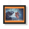Buddhism -Framed Horizontal Poster -  Buddhist monks Shares Metta (Love) with Elephant - Thailand  - Print in USA Printify