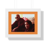Buddhism -Framed Horizontal Poster - Fully Realized (Arhant) Buddhist Monk - Venerable Taungpulu Sayadaw of Burma - with Rina Sircar at TKAM CA  - Print in USA Printify