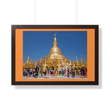 Buddhism -Framed Horizontal Poster - The 2,500 years old Shwedagon Pagoda, enshrines strands of Buddha's hair and other holy relics - Burma - Print in USA Printify