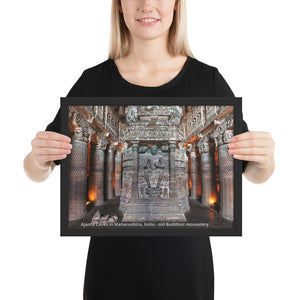 Framed photo paper poster - Ajanta Cave #25 in Maharashtra, India - Ancient  Buddhist monastery  IMAGES OF GOD