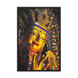 Framed poster - Image of buddha with gold in Gandan Monastery of Gelug Sect, Tibetan Buddhism, Lhasa - in gesture of Blessings IMAGES OF GOD