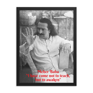 Framed poster - Meher Baba -  "I have come not to teach, but to awaken"  - Hinduism -  India IMAGES OF GOD