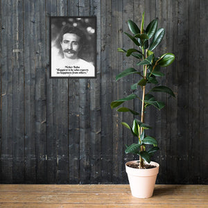 Framed poster - Meher Baba - "Happiest is he who expects no happiness from others."  - Hinduism -  India IMAGES OF GOD