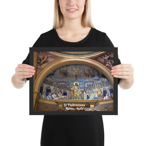 Framed poster - Mosaic in church of Santa Pudenziana - oldest place of Christian worship in Rome - Italy - Europe - Jesus Christ - Catholicism IMAGES OF GOD