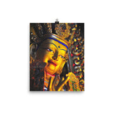 Photo paper poster - Buddha with gold in Gandan Monastery of Gelug Sect, Tibetan Buddhism, Lhasa. Bodhisattva of Compassion in gesture of  Blessings IMAGES OF GOD