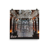 Poster - Ancient  Buddhist Ajanta caves in India - pose of Equanimity and wisdom IMAGES OF GOD