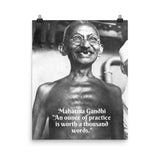 Poster - Mahatma Gandhi - An ounce of practice is worth a thousand words - India - Hinduism IMAGES OF GOD