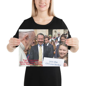Poster - Pope meets climate activist Greta Thunberg - Catholic Church IMAGES OF GOD