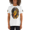 Short-Sleeve Unisex T-Shirt - Clay sculptured image of Buddha with gold in Gandan Monastery of Gelug Sect, Tibetan Buddhism, Lhasa IMAGES OF GOD