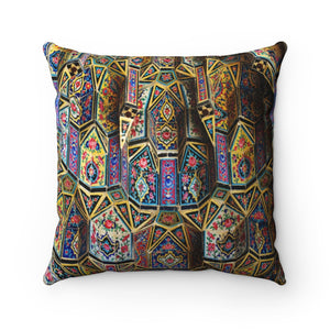 Faux Suede Square Pillow - Amazing Exterior detail of the Nasir al-Mulk mosque in Shiraz, Iran - Islam