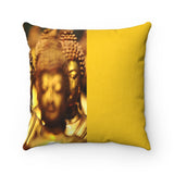 Faux Suede Square Pillow - Buddha altar in a Lanna silver temple Thailand - Buddhism