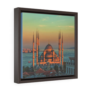 Square Framed Premium Canvas -   Blue mosque Istanbul, Turkey