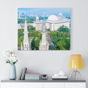 Printed in USA - Canvas Gallery Wraps - The Istiqlal Mosque built in front of major Christian Cathedral as a symbol of Harmony - Indonesia - Sunni - Islam