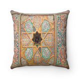 Faux Suede Square Pillow - Wooden ceiling, oriental ornaments from Khiva, Uzbekistan