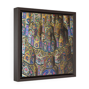 Square Framed Premium Canvas - Exterior detail of the Nasir al-Mulk mosque Iran - Islam