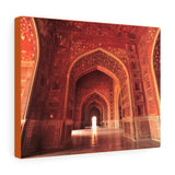 Printed in USA - Canvas Gallery Wraps - Inside of the Taj Mahal mosque - red stone with exquisite carvings -  India - Islam