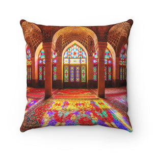 Faux Suede Square Pillow - Nasir Al-Mulk Mosque in Shiraz, Iran - Islam