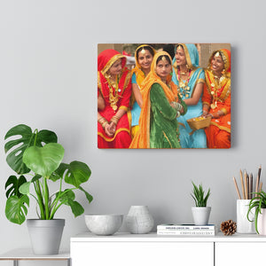 Printed in USA - Canvas Gallery Wraps - Colorfully Dressed Indian ladies Annual Surajkund Festival near Delh - international crafts fair - India - Hinduism
