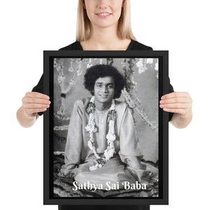 Framed poster - Sathya Sai Baba - Bhakti and Karma Yoga - Hinduism - India