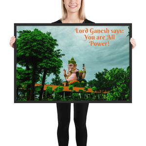 Framed poster - Lord Ganesh - Intelligence, Prosperity & Fortune - Hinduism - Thailand
