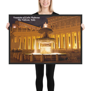 Framed poster - The Papal Basilica of St. Peter - Fountain of Carlo Maderno - The Vatican, Rome, Italy - Catholicism