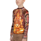 Youth Rash Guard - Ganesha images on front/back and arms - Blessings and protection - Hinduism