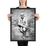 Framed poster (B&W) - Satguru Sai Baba of Shirdi - Maharashtra - India, Hinduism and Islam