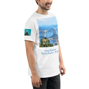 Unisex & NATURAL - Organic T-Shirt - Three Awesome views of Cristo Redentor - Rio de Janeiro - Brasil - South America - Catholicism