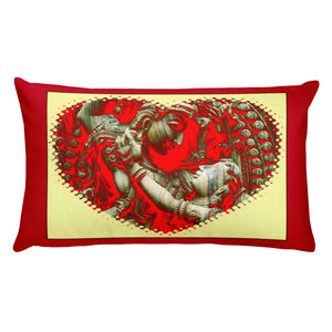 Premium Pillow - Raddha-Krishna in a heart - embrace of Love - Hinduism