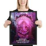 Framed poster - Lord Ganesh - Intelligence, Prosperity & Fortune - Hinduism - India