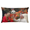 Premium Pillow - Humor in Life - The Pope Francis shows his soccer skills! - Christianity