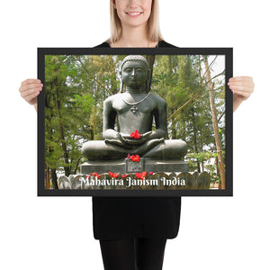 Framed poster - Statue of Mahavira inside Campi gardens, Panaji - Janism -  India